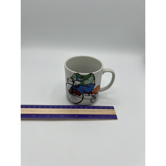Vintage 3pc Stackable Mug, Bowl, Cup - Boy On Bike - Made In Japan For Kmart - Picture 7 of 10